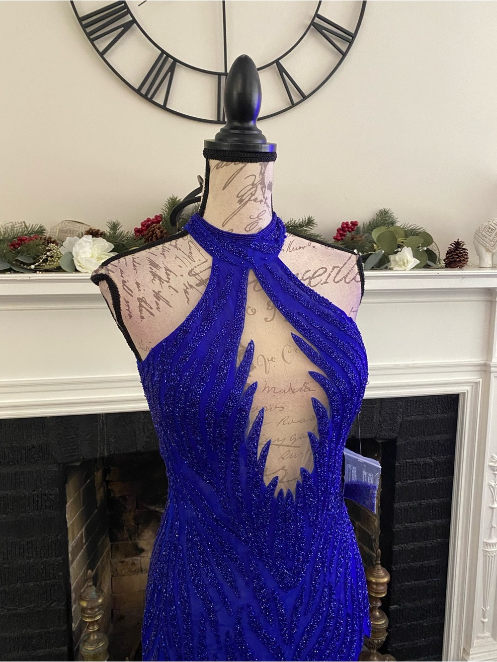 NWT Royal blue beaded pageant evening gown, prom dress, formal dress - Picture 2 of 3